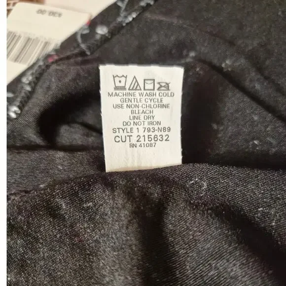 VTG NWT Briggs Petite Womens Floral Black Petite Large LP USA Fairy Whimsigoth - Picture 7 of 8